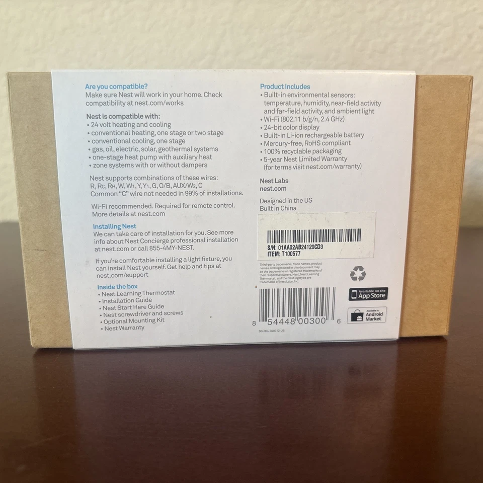 Nest 1st Gen T100577  Learning Thermostat - Silver - Image 2 of 4