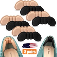 8 Pairs Premium Foam Heel Pads for Too Big Shoe Inserts Grips Protectors Pads US