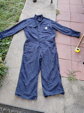Carhartt FRX007 mid weight navy canvas coveralls DISCONTINUED 44 " X 27 " VGE