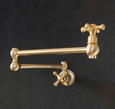 Unlacquered Brass Pot Filler, Brass Kitchen Faucet, Wall Mount Pot Filler