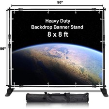 8 x 8 FT Portable Backdrop Stand Photography Banner Background Adjustable Black