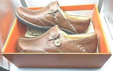 Clarke's Unstructured Button Loop Tan Leather Slip on Women's Shoe Size 8M...