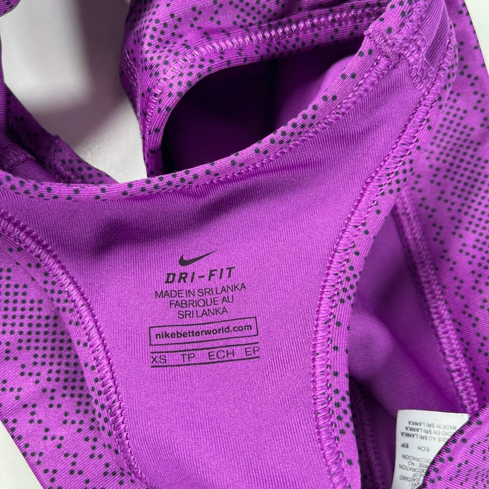 Nike Dri-FIT Sports Bra Women XS Purple Racerback Athletic Workout Center Swoosh - Image 3 of 4