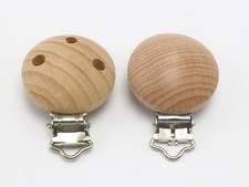 5 Pcs Baby Pacifier Wooden Clips Suspender Soother Infant Round Beech Wood