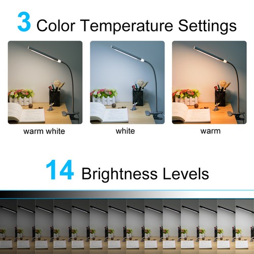 48 LED USB Clip-on Table Lamp Reading Light Desk Lamp Flexible Black Night Lamp - Picture 5 of 12