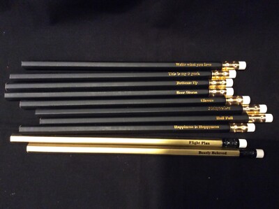PENCILS, LOT/10, WORDS OF WISDOM, THEME, BLACK/GOLD,