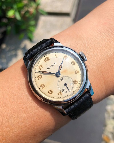 MIMO Militär Vintage Uhr 1950er NOS Art Deco Girard Perregaux Schweiz selten Schweizer