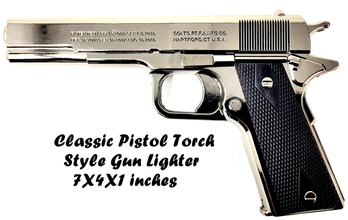 COLT 1911 Style Pistol Shaped Jet Torch Flame Gun Lighter
