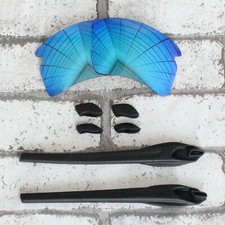 Black Rubber Kits Ice Blue Replacement lenses for-Oakley Flak 2.0 XL Sunglass