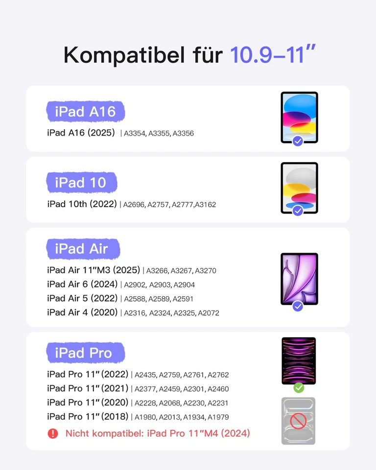 Inateck Hülle Tastatur Ultraleichte iPad 11 Gen. A16,iPad 10,Air 7/6,Pro 11 10.9 - Bild 2 von 4