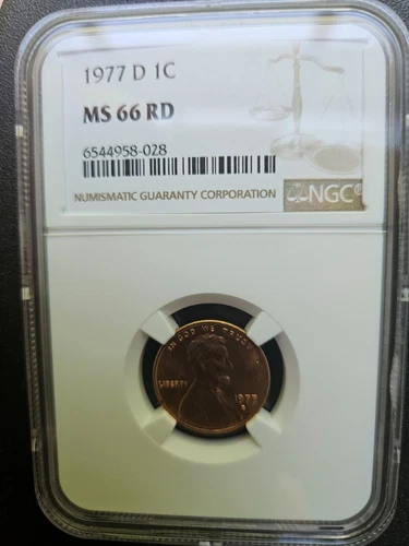 1977 D LINCOLN CENT PENNY NGC MS66 RD