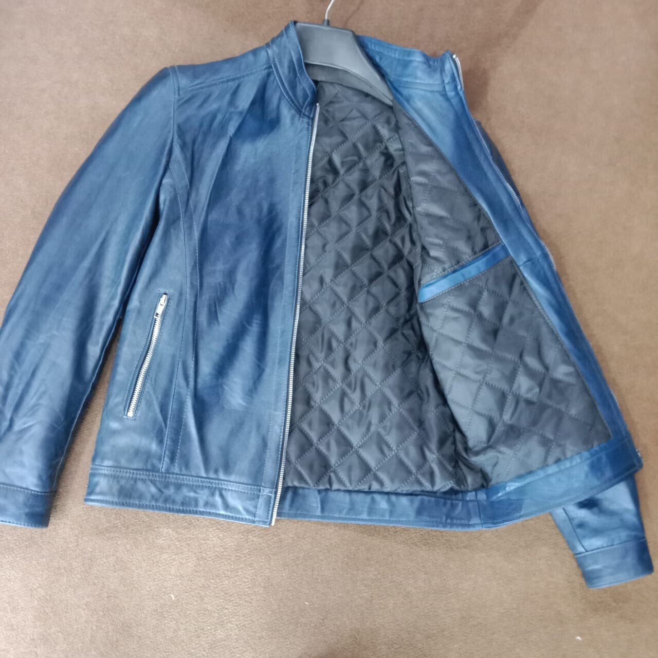 ALTRA Giacca da motociclista Saint Laurent da uomo classica in pelle blu