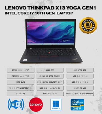Lenovo ThinkPad X13 Yoga Gen 1 Intel i7 10thGen 16GB RAM 2TB Touchscreen Laptop