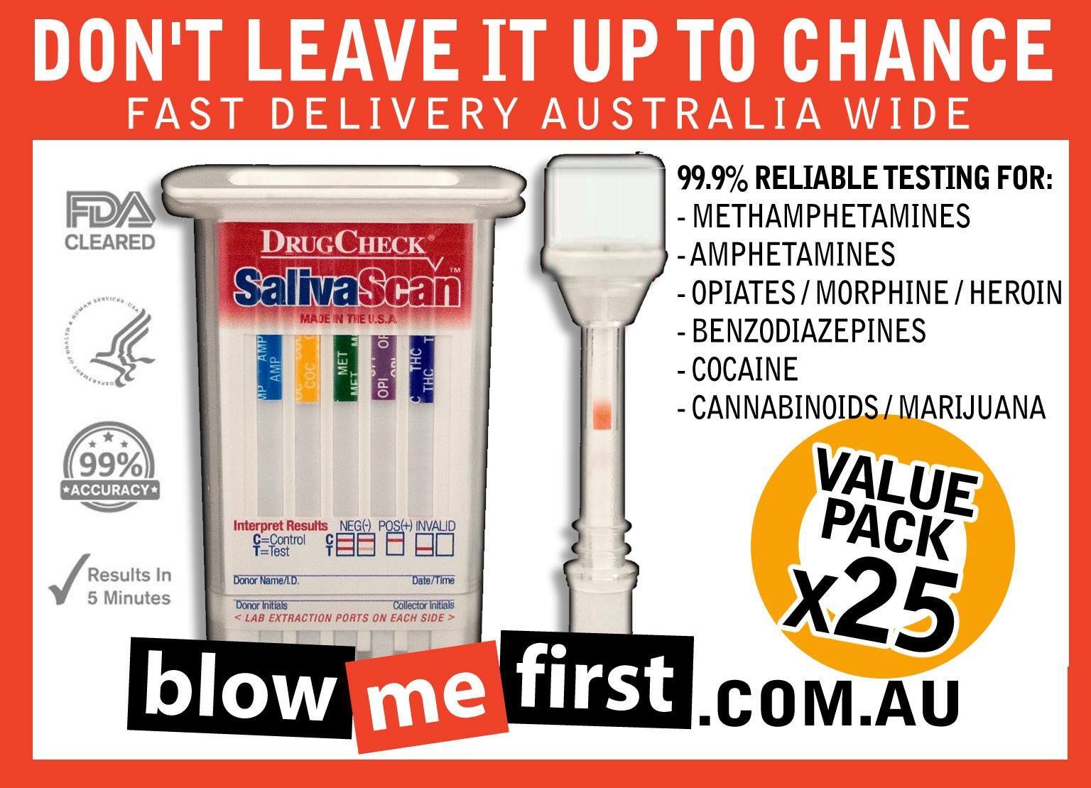 Saliva Scan Drug test Oral Swab DRUG Screen Kit DETECTS 5 DRUG Classes USA made