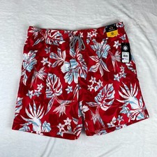 Speedo Swim Shorts Mens 2XL Red Floral 18" Outseam Mesh Liner Stretch UPF 50 