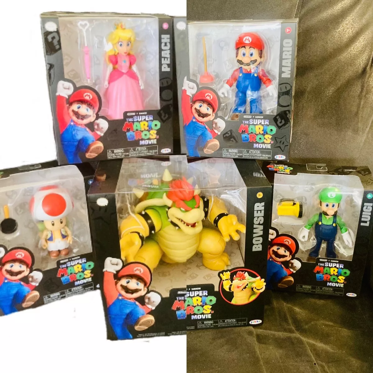 JAKKS The Super Mario Bros Movie Bowser Luigi Toad Princess Peach Complete  Set