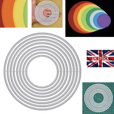 Großes Set mit 8 Kreis Rund Doppelstich Metall Stanzformen, Kreise, H3
