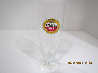 #H VINTAGE AMSTEL Bier Beer Glass AMSTEL BIER Glass 6-3/8'' high 