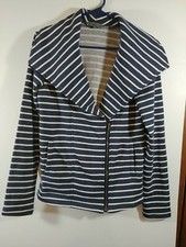 Mia + Tess Women's Blue & White Striped Jacket, Size S, Front Zip, #3250