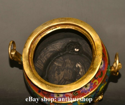 China Palace Bronze Cloisonne Gilt Flower Lion Pixiu Beast Incense Burner Censer - Picture 2 of 9