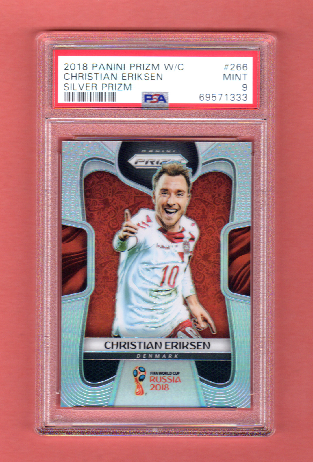 CHRISTIAN ERIKSEN 2018 PANINI PRIZM WORLD CUP SOCCER SILVER PRIZM PSA 9 DENMARK