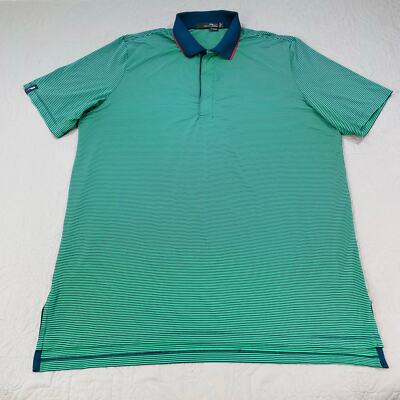 RLX Ralph Lauren Golf Polo Green Striped Mens Large Performance Tech Stretch