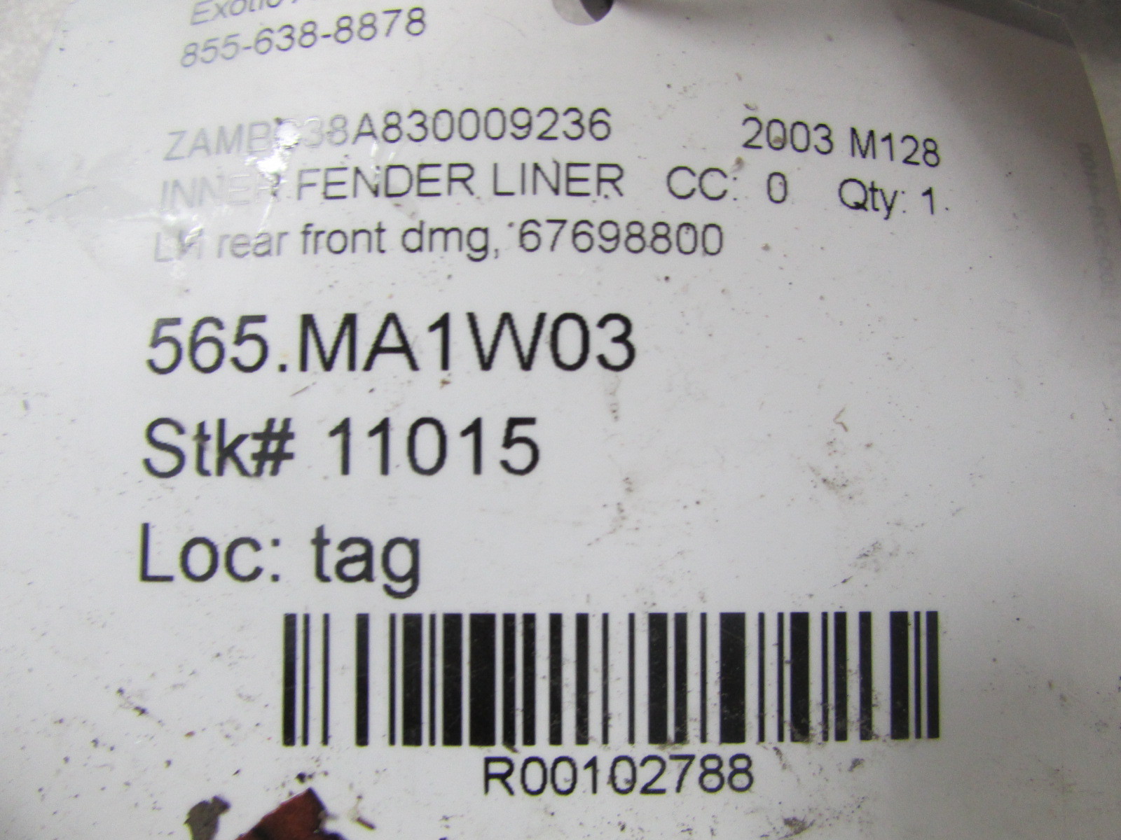 Maserati Coupe, LH, Left Rear Fender Liner, Foward Section,  Used 67698800
