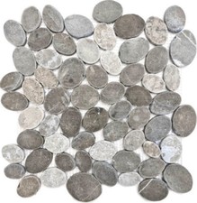 Mosaico Pietra Naturale Pezzi Grigio Ciottoli di Fiume Steinkiesel Doccia 10