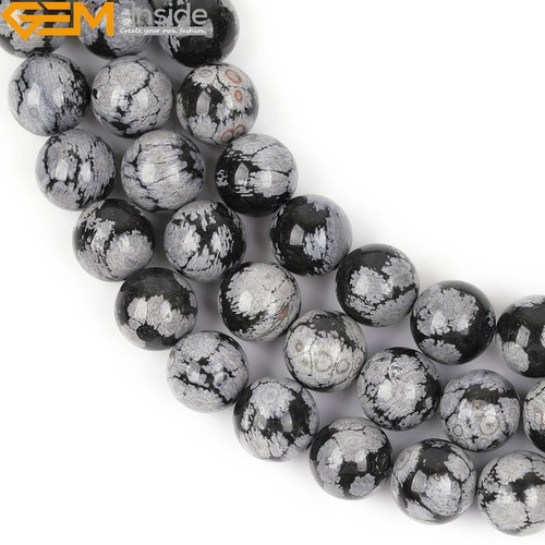 Natural Black Snowflake Obsidian Stone Jewelry Beads 15" 4mm 6mm 8mm 10mm 12mm - 第 22/38 張圖片
