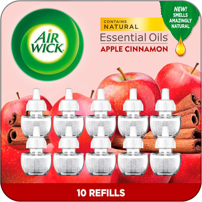 Air Wick Plug in Scented Oil Refill, 10 Ct, Apple Cinnamon, Air Freshener, Essen