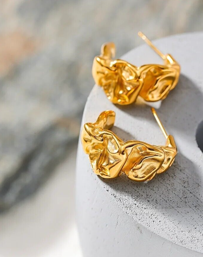 Hoop Earrings Women Jewelry Huggie Gold Plated Round Large Elegant Jewelry Gift-image