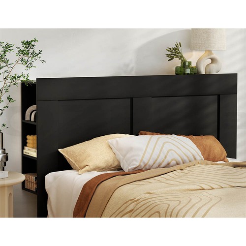Artiss Headboard Bed Head with Shelves Queen Size Bedhead Bedroom Base Black - Picture 8 of 8
