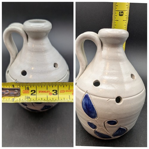 Williamsburg Pottery Salt Glaze Stoneware Cobalt Flower Lot Of 7 - Picture 5 of 15