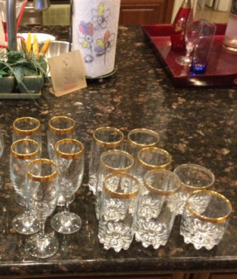 Vintage Pasabache Versailles Gold Circle Rimmed Art Glass - 3 sizes - Turkey