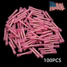 100Pcs Red 22-18 Heat Shrink Butt Connectors Waterproof Wire Crimp Terminal Kit