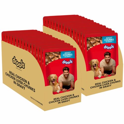 Drools Adult Wet Dog Food Real Chicken & Liver Chunks in Gravy, 30 Pc. of 150g - Afbeelding 1 van 5