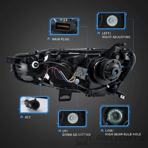 VLAND LED BLACK Headlights+Smoked Tail Lights For Lancer EVO X SE ES GTS 2008-17 - Picture 5 of 18