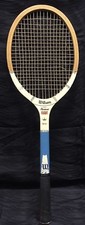 Vintage Wilson Mary Hardwick Flight Wood Tennis Racquet Strata Bow Atq Blue