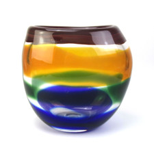 Lauscha Studio Glass Vase Signed Steibler & Drews 2003 Modern Design Art Glass