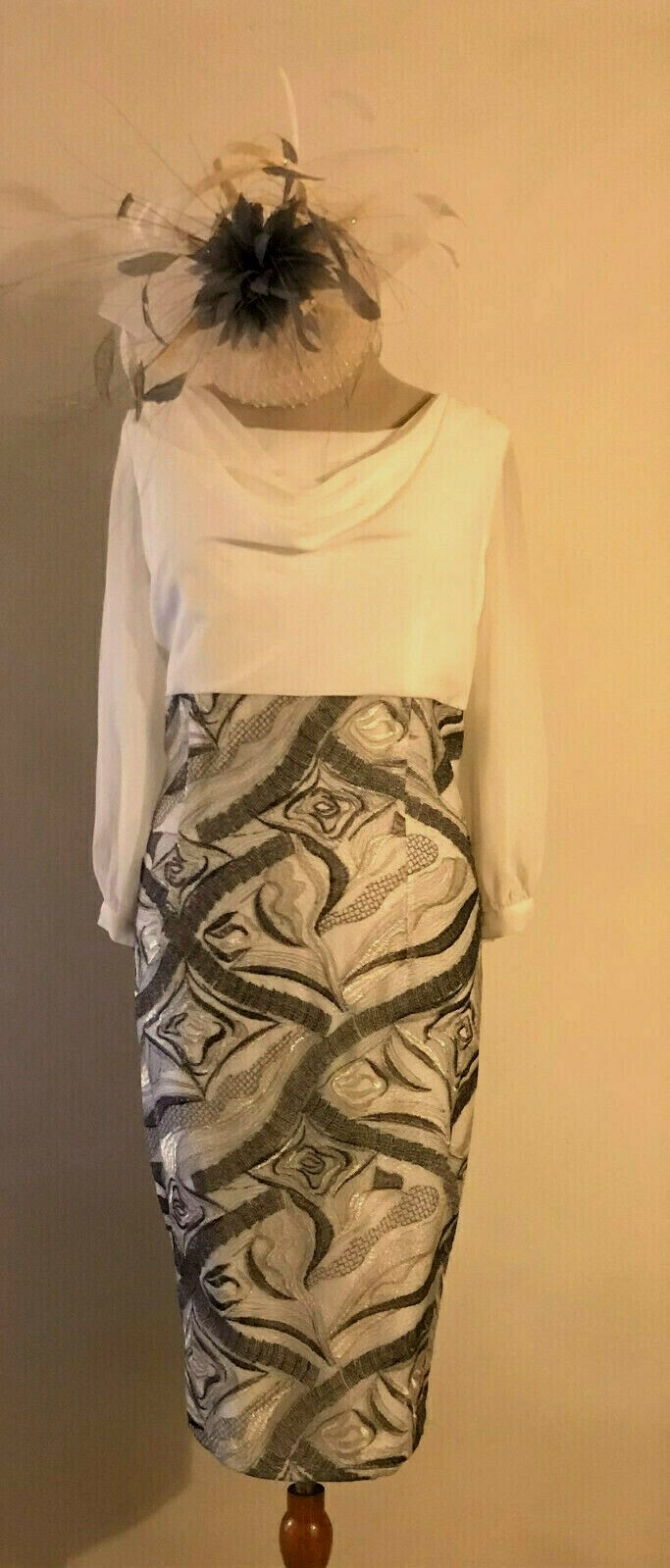 NEW! ZEILA SIZE 10 MOTHER OF THE BRIDE IVORY & GREY DRESS WITH