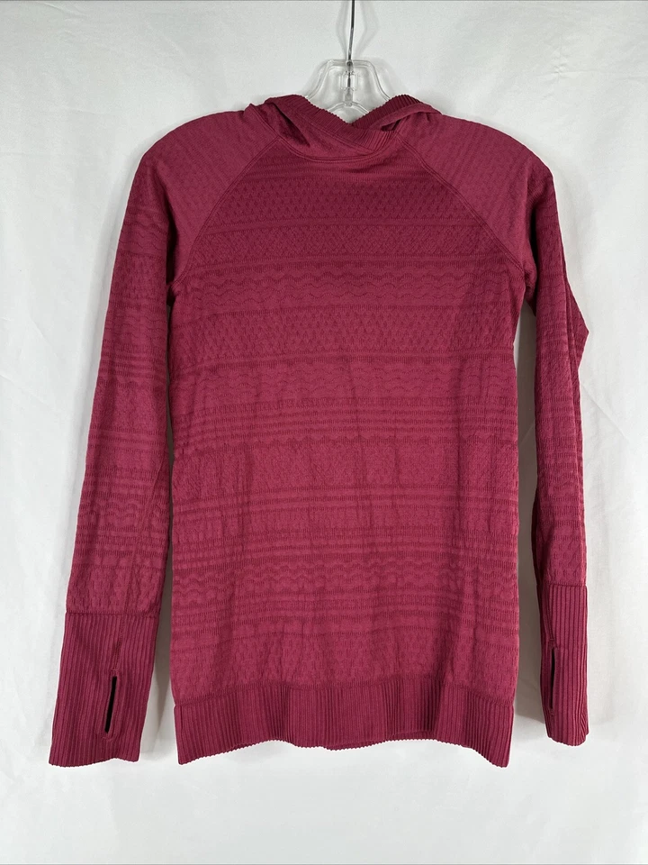 Sudadera con capucha deportiva Lululemon Rest Less para mujer talla 2 manga larga roja texturizada Foto 4 de 4