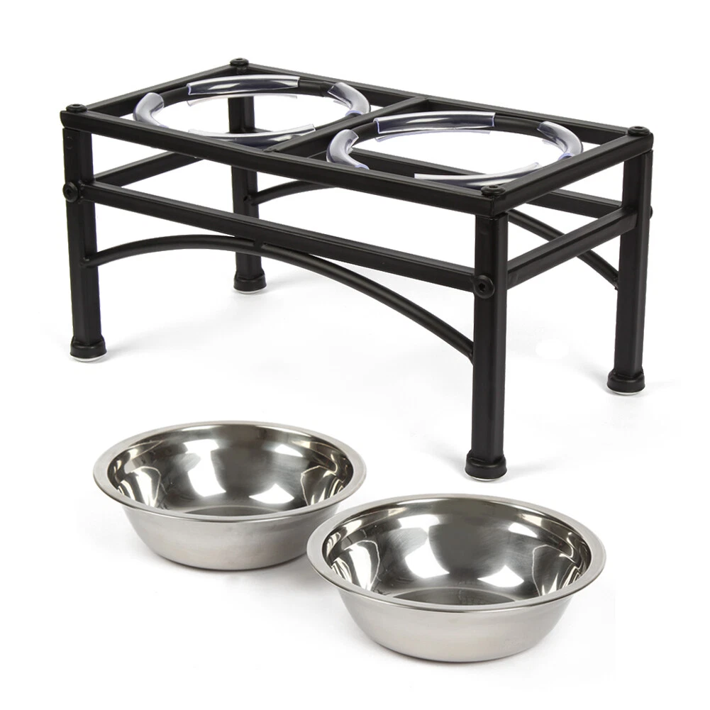 Black Steel Raised Dog Feeder