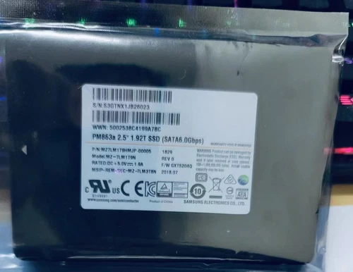 SAMSUNG PM863A 1.92TB SSD 2.5" SATA III MZ7LM1T9HMJP-00005 MZ-7LM1T9N GXT5204Q