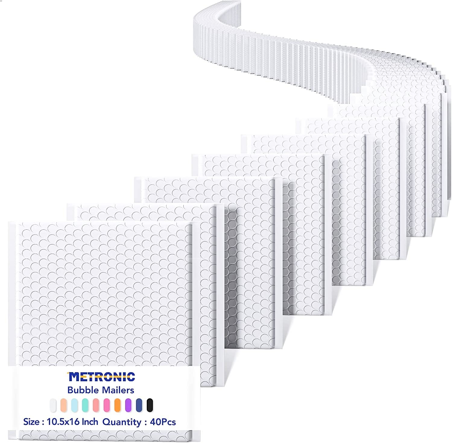 40Pcs 10.5x16 Inch Padded Bubble Mailers with Strong Adhesive for Secure Shipping