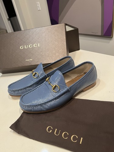 Mocasines Gucci para hombre Sz 9.5 (Se adapta como 10.5) Charol azul - Made Italy | eBay