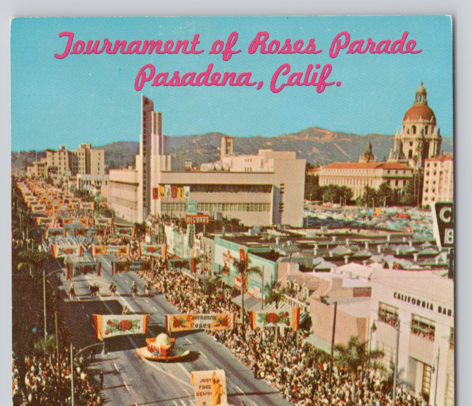 Pasadena California 1954 Tournament of Roses Parade CA Postcard Aerial