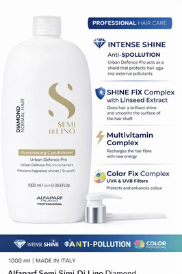 ALFAPARF SEMI DI LINO DIAMOND ILLUMINATING CONDITIONER 1000ML, 1L + Gratis Pumpe