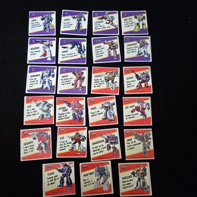 Transformers 購入時特典ブロマイド Set Of 23 TRANSFORMERS 1985 G1 SERIES 1 HASBRO CARD MOTTO STICKER