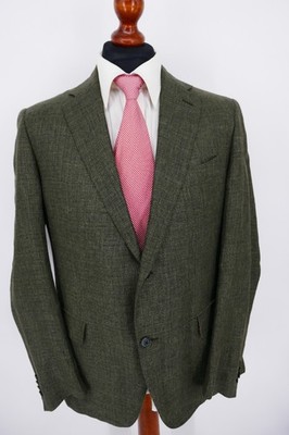 Sör by Caruso Handmade Sakko Gr.52 Schurwolle Leinen Oliv  Top Zustand
