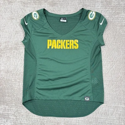 Nike Green Bay Packers NFL Jersey Mesh V-Neck Shirt Green Womens M 552259-323 - Image 1 of 4